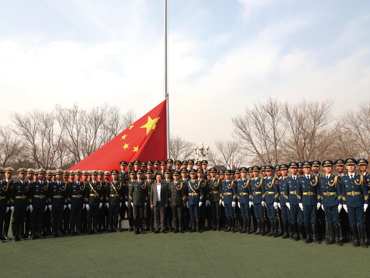 Tiananmen National Flag Guard training flagpole